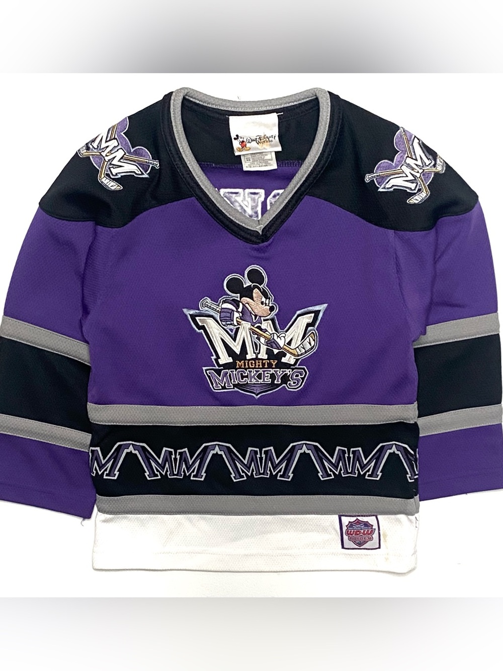 Vintage Walt Disney World Mighty Mickey’s Double Sided Embroidered Hockey Jersey